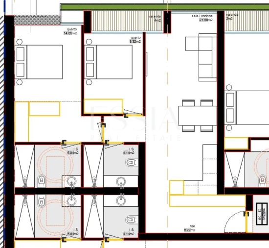 Apartamento T2 para Venda em Matosinhos e Leça da Palmeira Planta 1