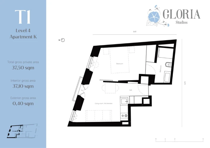 Apartamento T1 para Venda em Santo António Planta 1