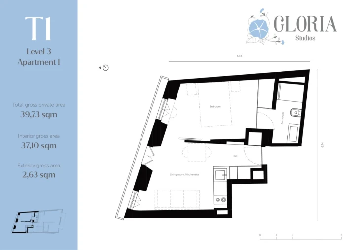 Apartamento T1 para Venda em Santo António Planta 1