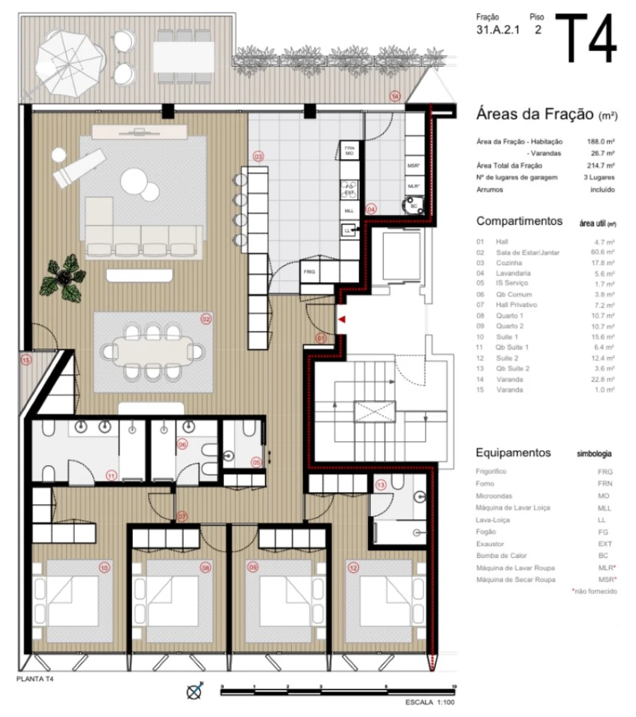 Apartamento T4 para Venda em Canidelo Planta 1