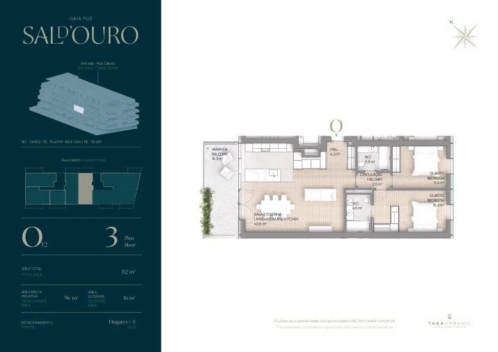 Apartamento T2 para Venda em Canidelo Planta 1