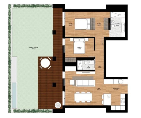 Apartamento T2 para Venda em Glória e Vera Cruz Planta 1