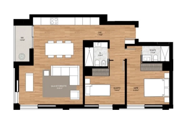 Apartamento T2 para Venda em Glória e Vera Cruz Planta 1