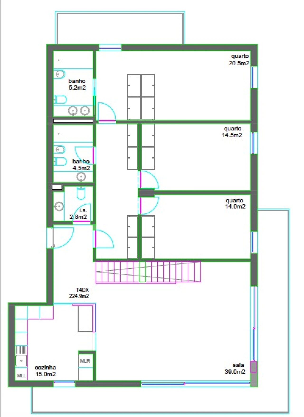 Apartamento T4 para Venda em Glória e Vera Cruz Planta 2