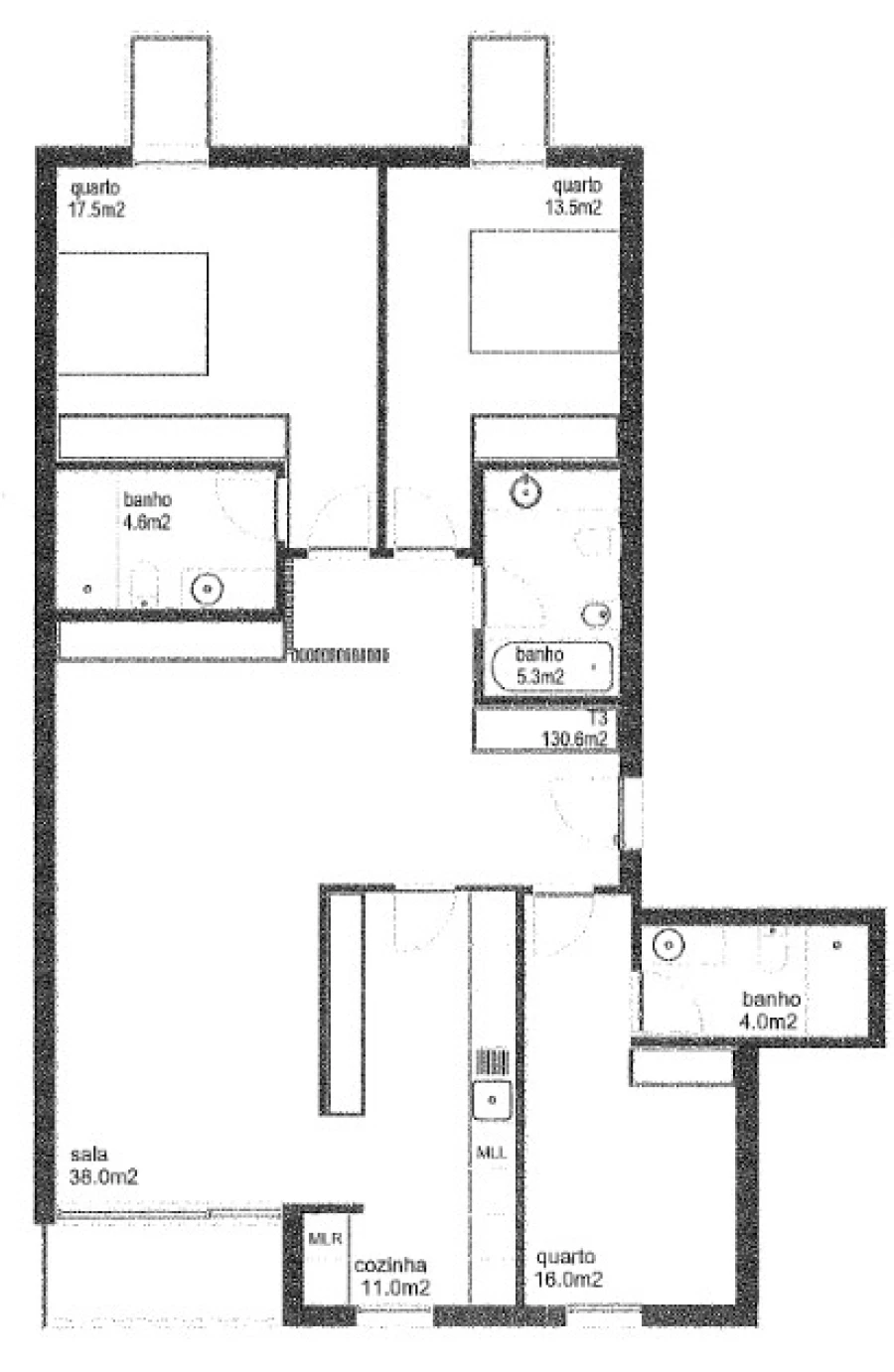 Apartamento T3 para Venda em Glória e Vera Cruz Planta 1