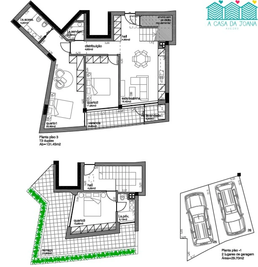 Apartamento T3 para Venda em Aradas Planta 1