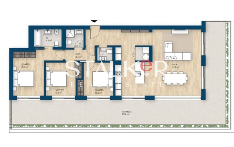 Apartamento T3 para Venda em Canidelo Planta 1