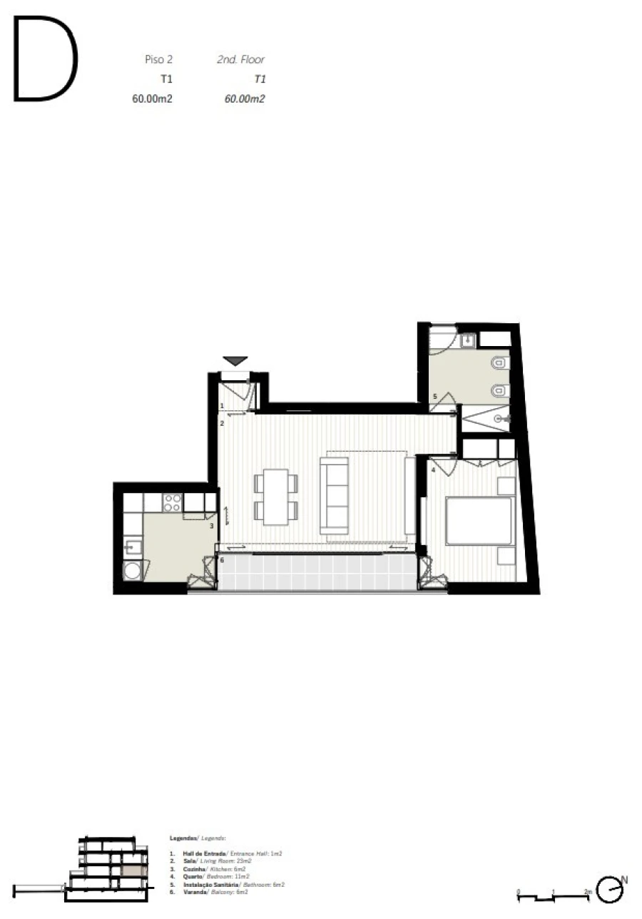 Apartamento T1 para Venda em Cedofeita, Santo Ildefonso, Sé, Miragaia, São Nicolau e Vitória Planta 1
