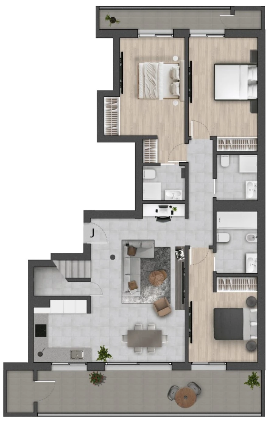 Apartamento T3 para Venda em Montenegro Planta 1