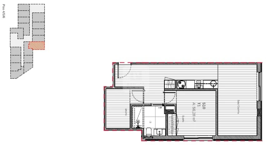 Apartamento T1 para Venda em Mafamude e Vilar do Paraíso Planta 1