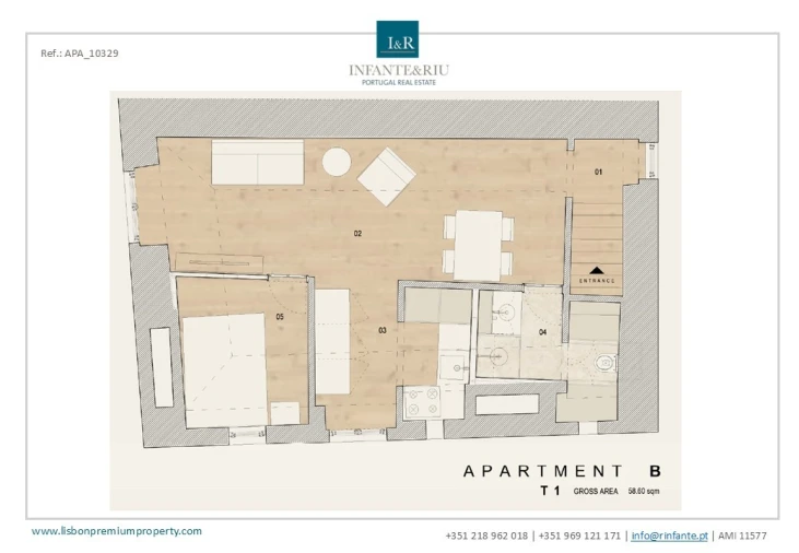 Apartamento T1 para Venda em Setubal (São Sebastião) Planta 1
